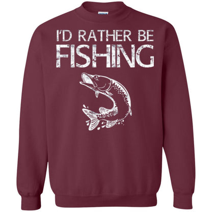 Fisherman T-shirt I'd Rather Be Fishing Maroon