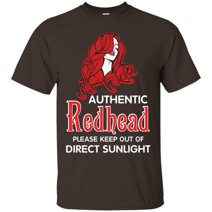 Authentic Redhead Please Keep Out Of Direct Sunlight Cool Redhead Gift Shirt For Girls Dark Chocolate