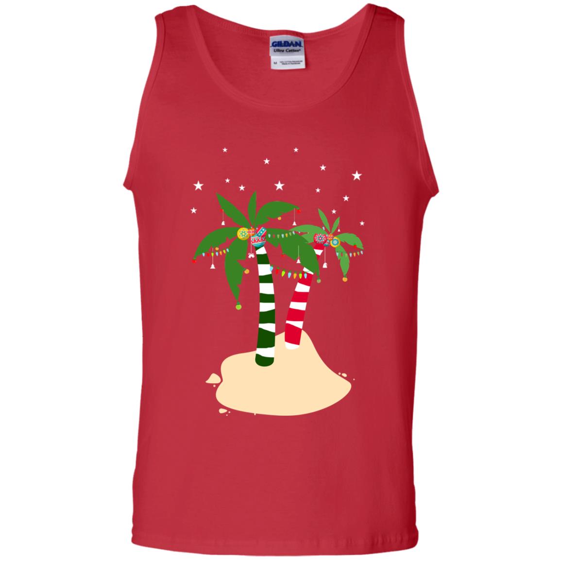 Decorated Tropical Coconut Tree Merry X-mas 2018 Gift Shirt Red