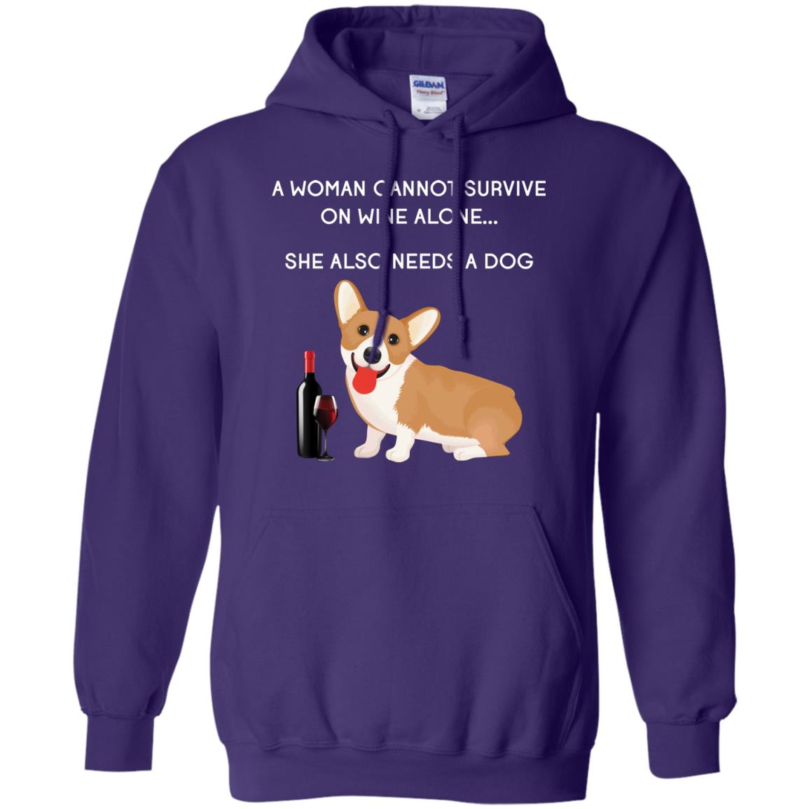 A Woman Cannot Survive On Wine Alone She Also Needs A Dog Best Gift Dog And Wine Shirt For Woman Purple