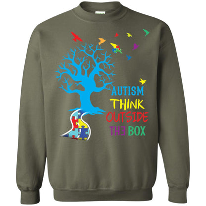 Autism Awareness T-shirt Autism Think Outside Military Green