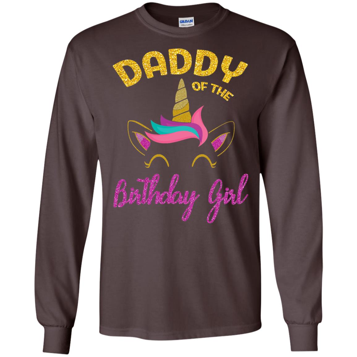 Daddy Mommy Of The Unicorn Birthday Girl T-shirt Dark Chocolate