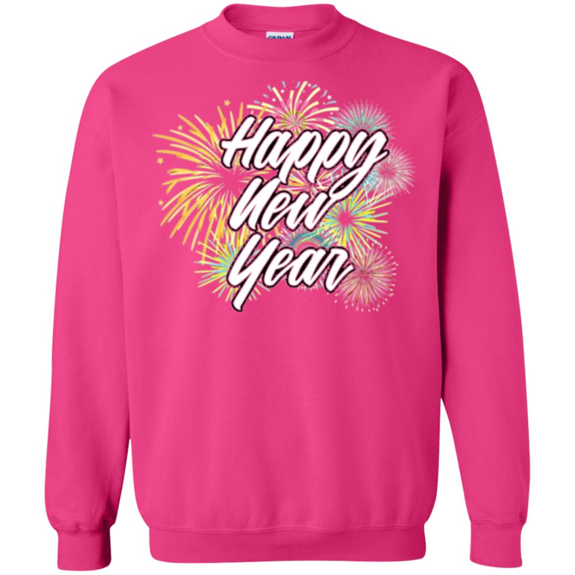 Happy New Year T-shirt Fireworks Heliconia