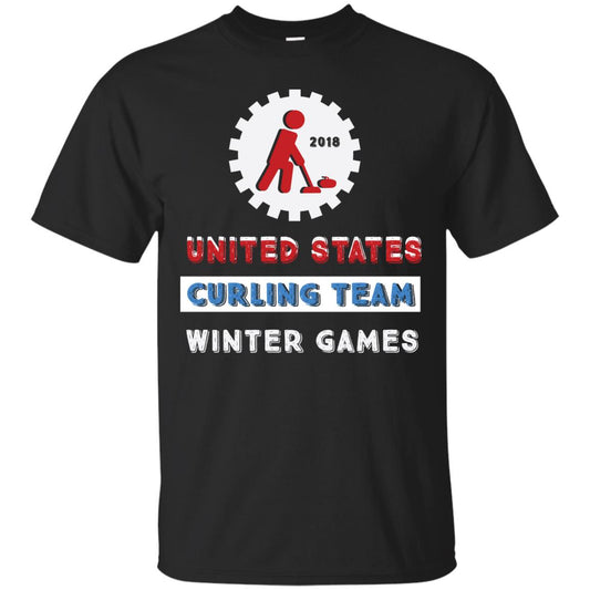 United States Curling Team Winter Games Curling Lover T-shirt Black