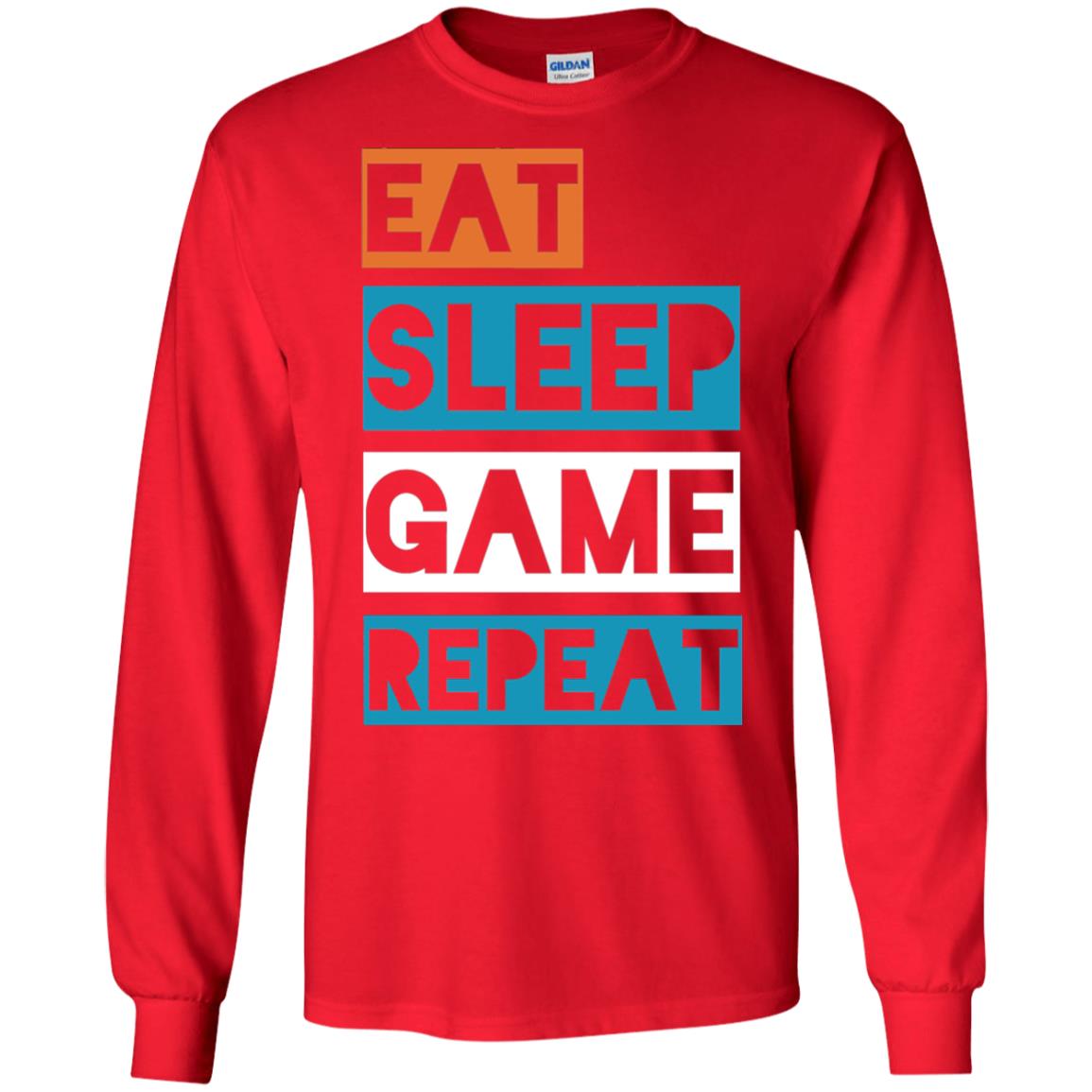 Eat Sleep Game Repeat Video Gamer Player T-shirt Red