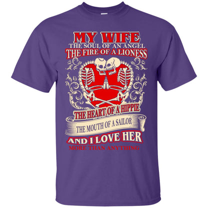 My Wife The Soul Of An Angel And I Love Her More Than Anything Husband Shirt Purple