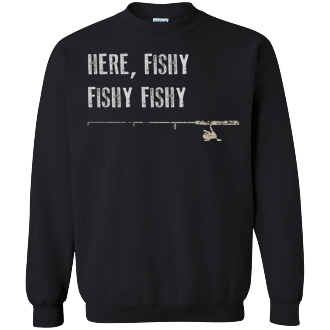 Fishing Lover T-shirt Here Fishy Fishy Black