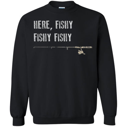 Fishing Lover T-shirt Here Fishy Fishy Black