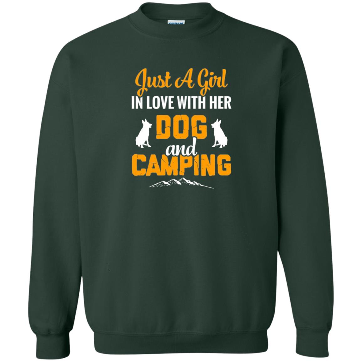 Just A Girl In Love With Her Dog And Camping Dog Lover T-shirt Forest Green