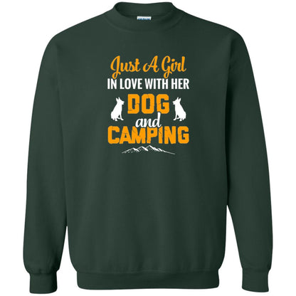 Just A Girl In Love With Her Dog And Camping Dog Lover T-shirt Forest Green