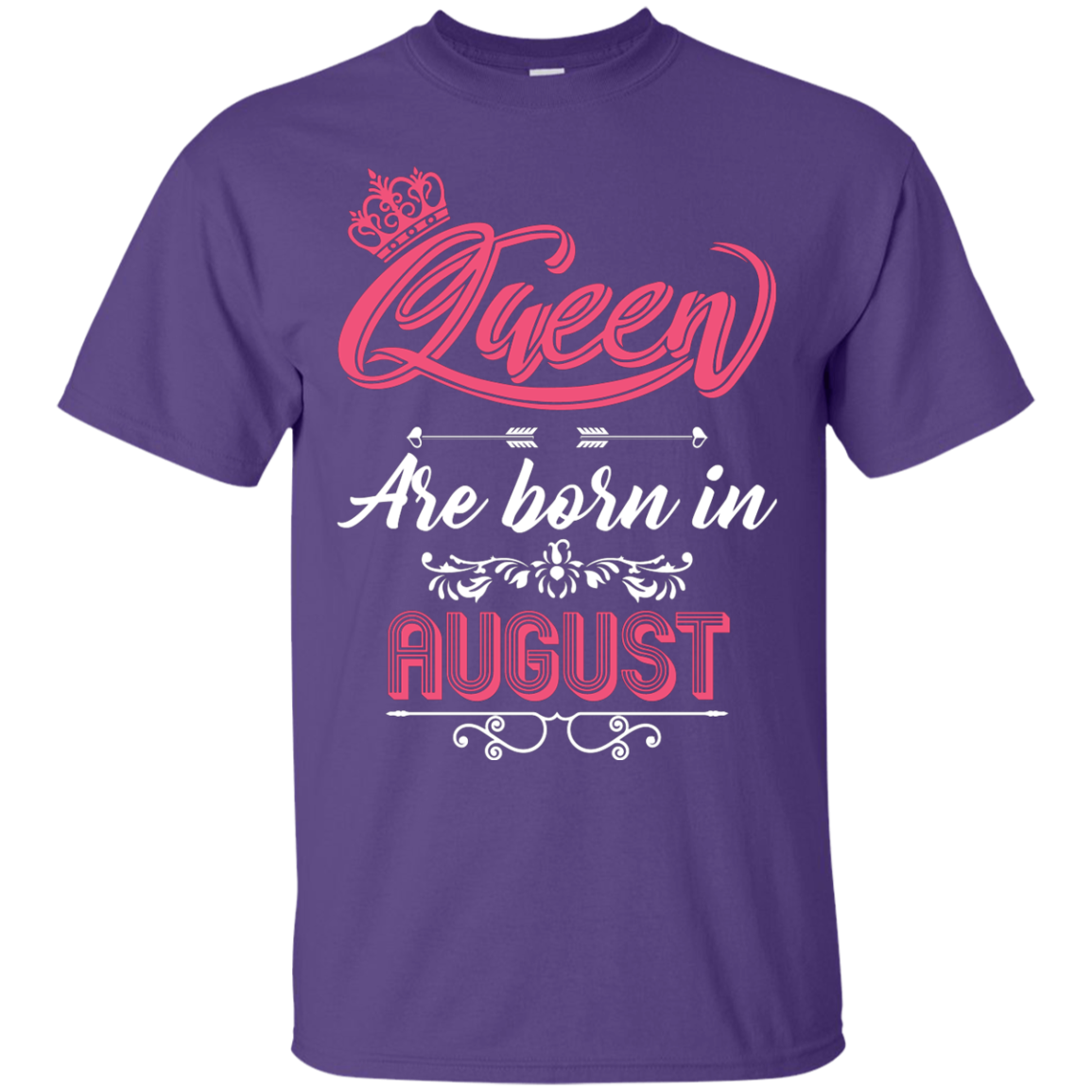 Brithday T-Shirt Queen Are Born In August Purple