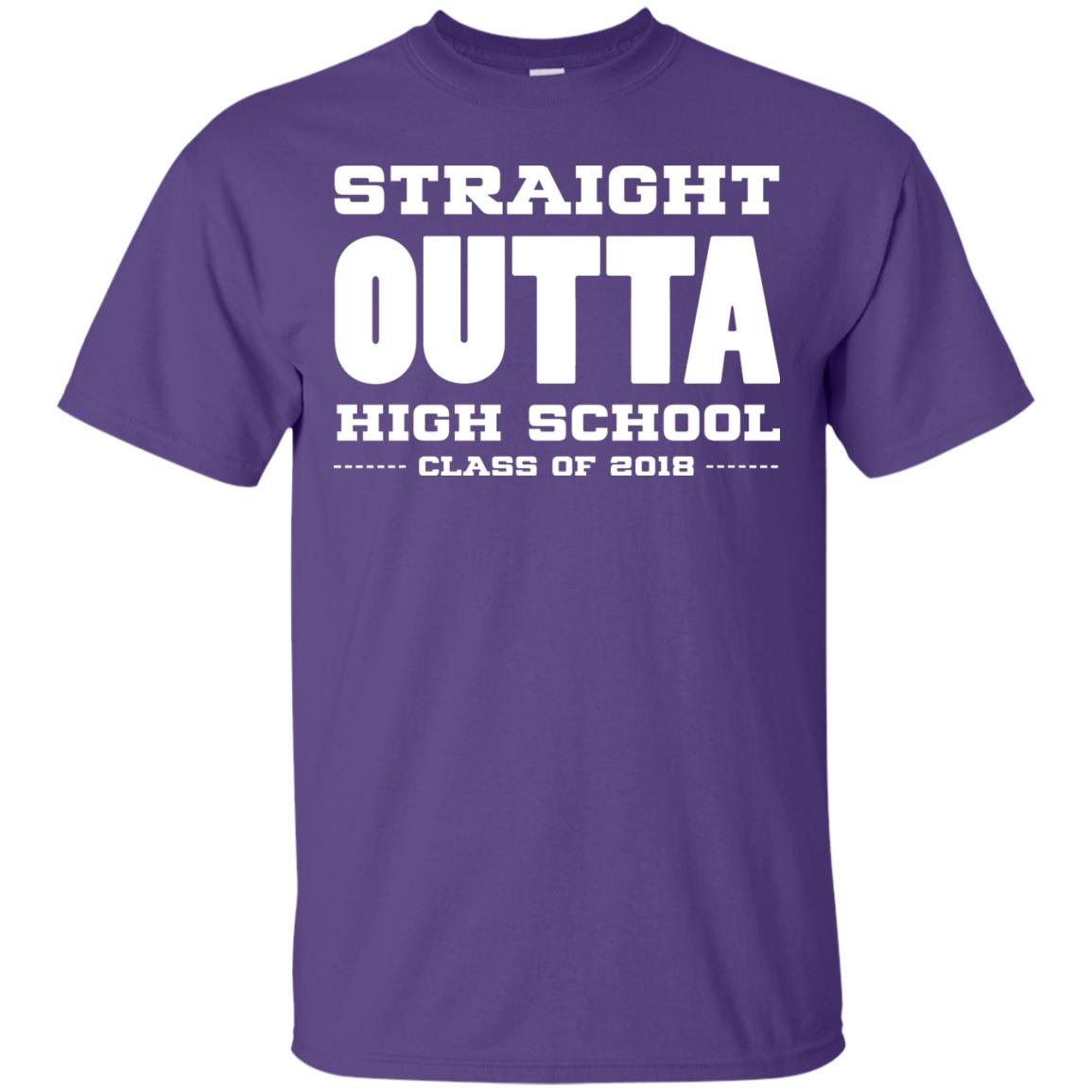Straight Outta High School Class Of 2018 Graduation Shirt Purple