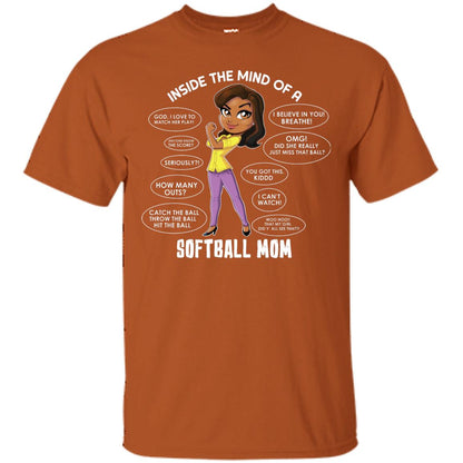Inside The Mind Of A Softball Mom Shirt Texas Orange