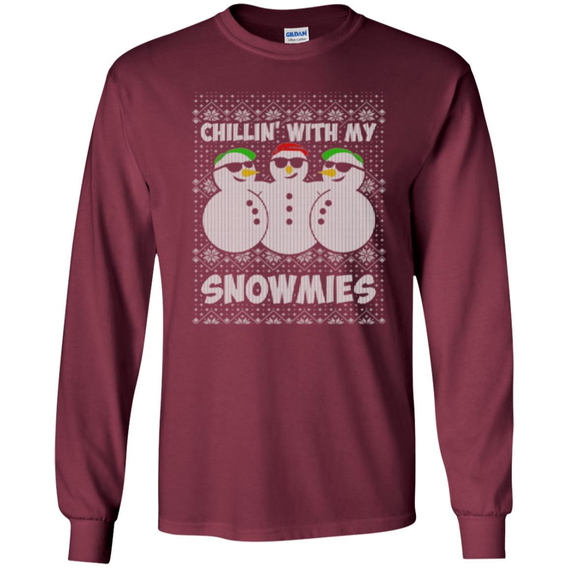 Christmas T-shirt Chillin With My Snowmies Maroon
