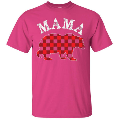 Mama T-shirt Red Plaid Mama Bear Heliconia