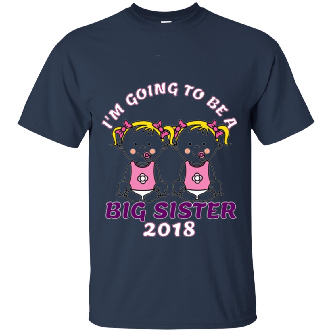 Family T-shirt I_m Going To Be A Big Sister Of Twins 2018 Navy