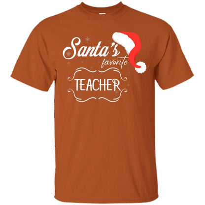 Santa's Favorite Teacher Teaching X-mas Gift Shirt For Teachers Texas Orange