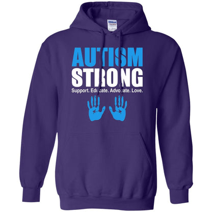 Autism Strong Support Educate Advocate Love T-shirt Purple