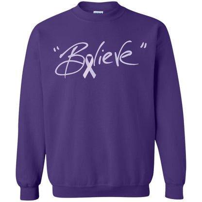 All Cancer Awareness Shirt Lavender Ribbon Believe Purple