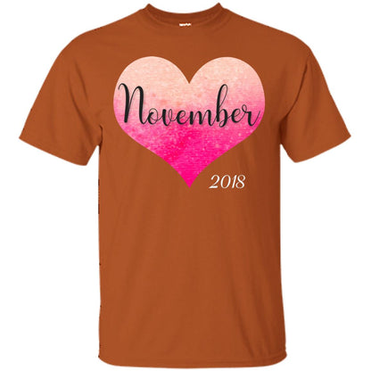 Pregnancy Reveal Announcement Party November 2018 Shirt Texas Orange