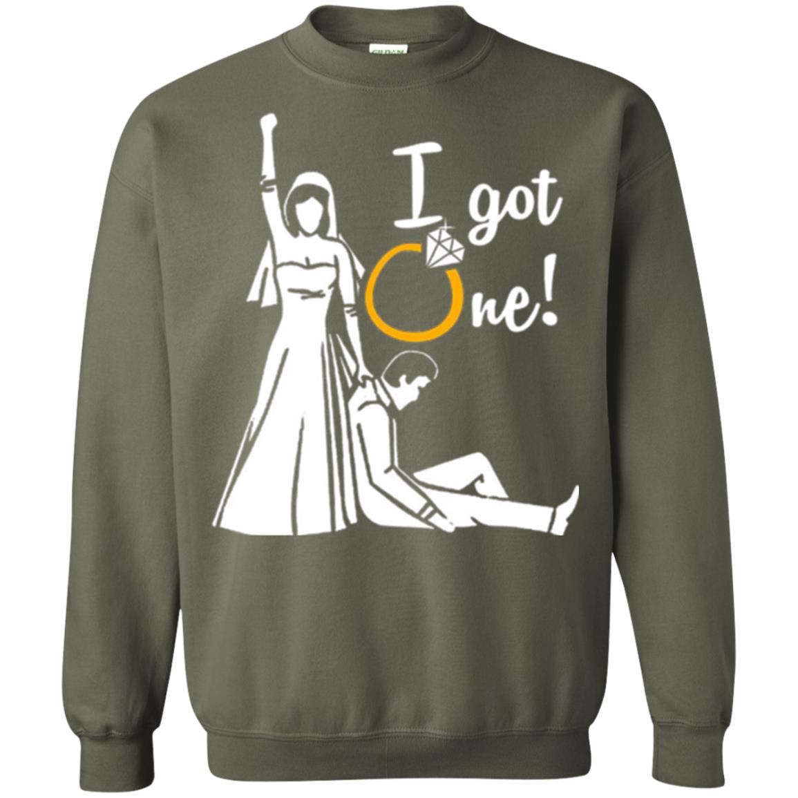 Just Married T-shirt I Got One - Funny Gift For Bride Military Green