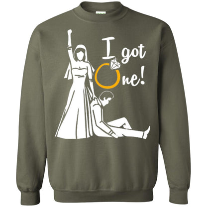 Just Married T-shirt I Got One - Funny Gift For Bride Military Green