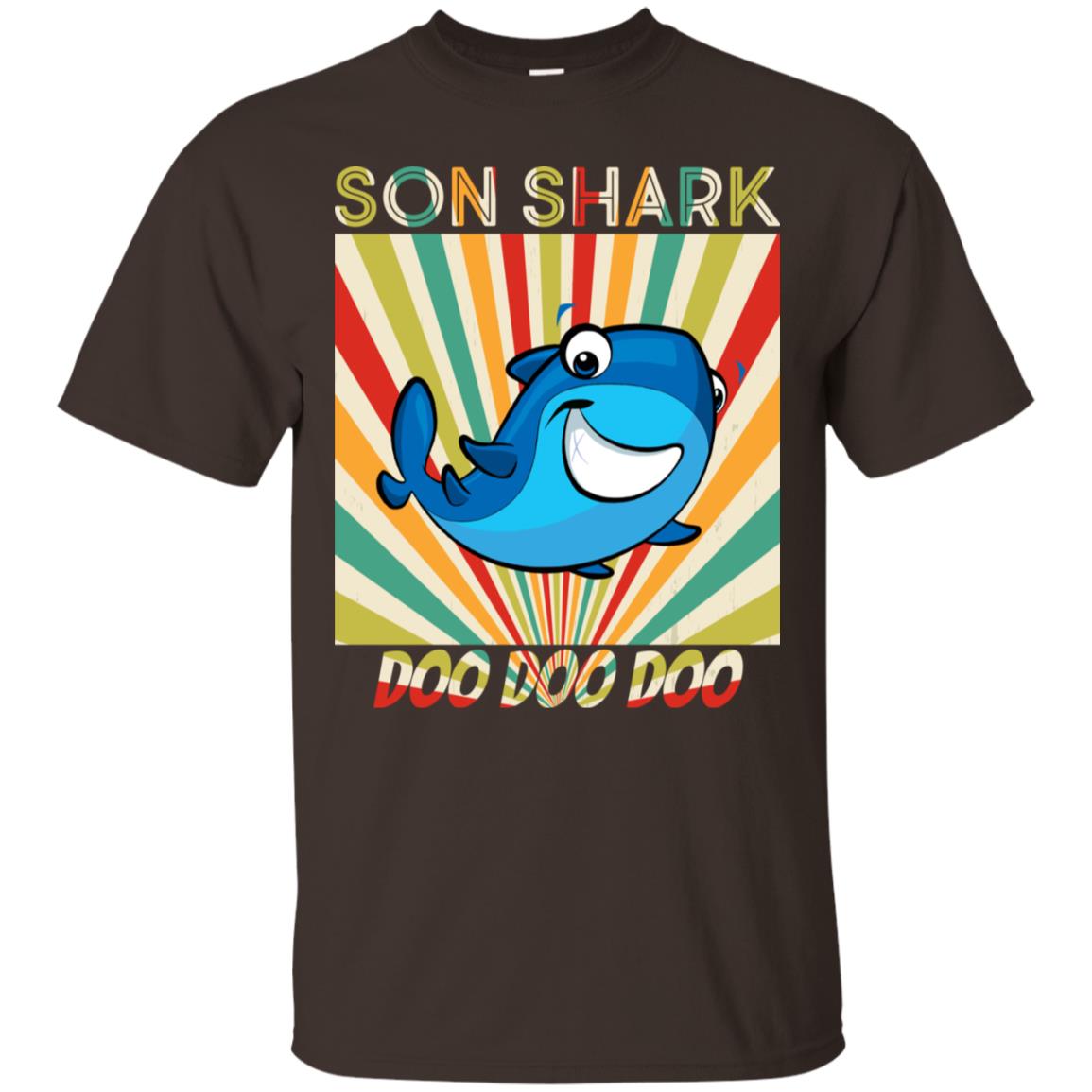 Son Shark Doo Doo Doo Family Shark Gift Shirt Dark Chocolate