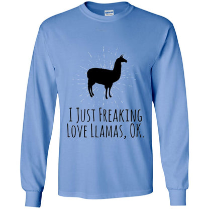 Funny Llama Lovers T-shirt I Just Freaking Love Llamas Ok Carolina Blue