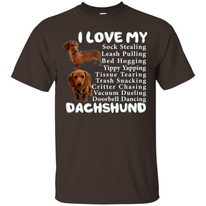 Dachshund T-shirt Sock Stealing Bed Hogging Dark Chocolate