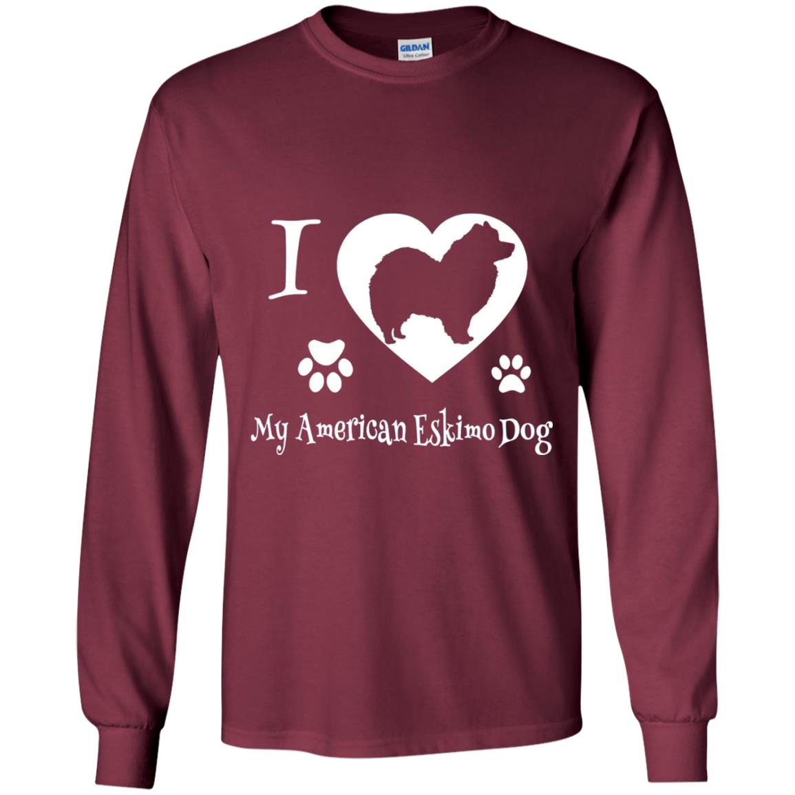 Dog Lover T-shirt I Love My American Eskimo Dog Maroon