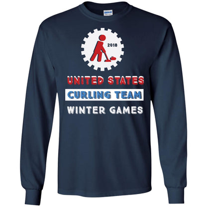 United States Curling Team Winter Games Curling Lover T-shirt Navy