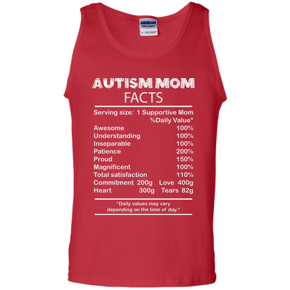 Mom T-Shirt Autism Mom Facts Serving Size 1 Supportive Mom Red