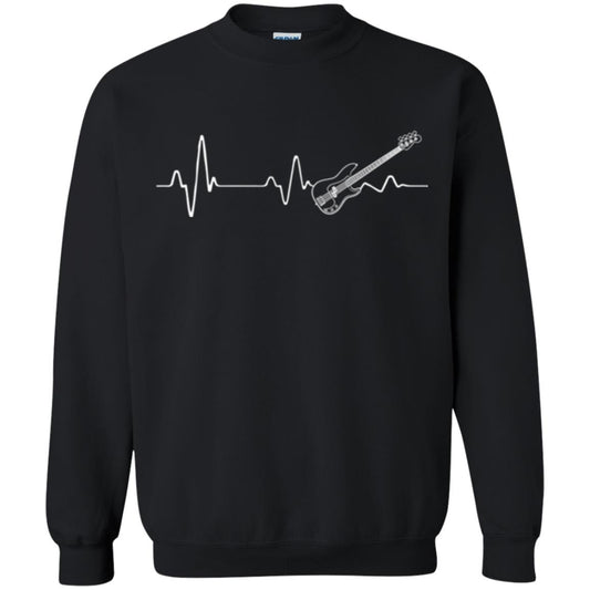 Bass Guitar Lovers T-shirt Heartbeat Black