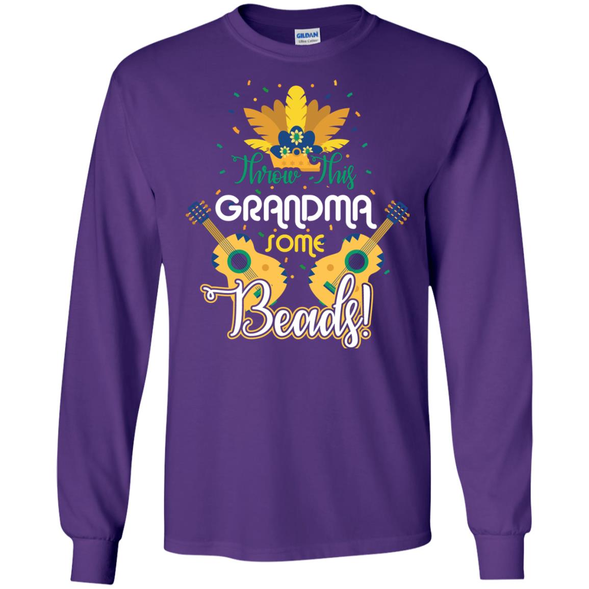 Mardi Gras T-shirt Throw This Grandma Some Beads Purple