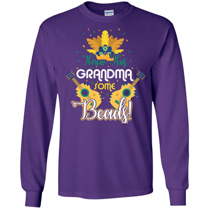Mardi Gras T-shirt Throw This Grandma Some Beads Purple