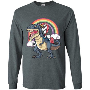 Unicorn Riding Dinosaur Shirt Unicorns Rainbow