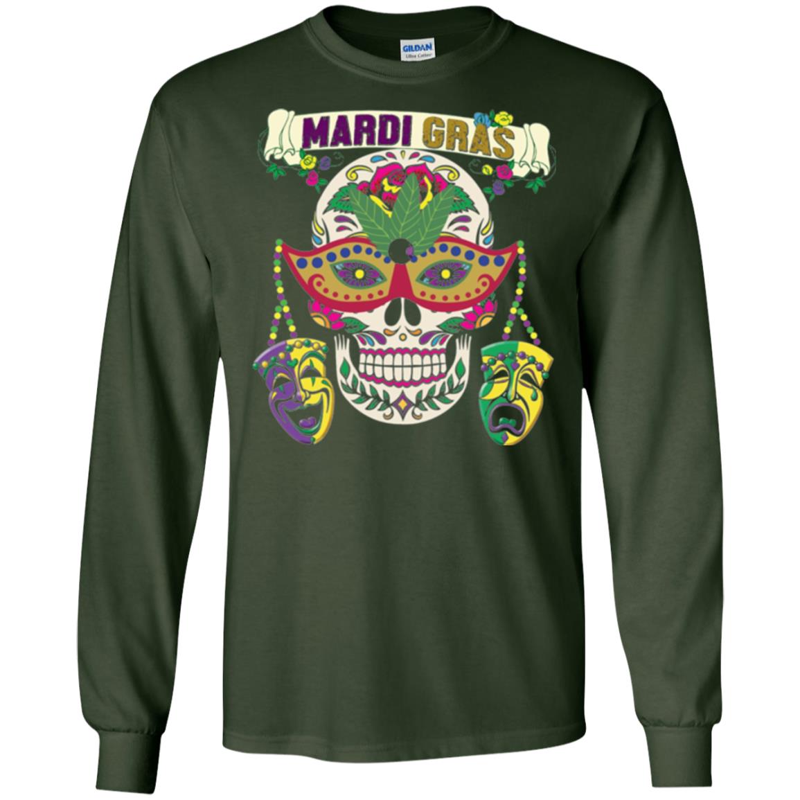 Mardi Gras Skull T-shirt Forest Green