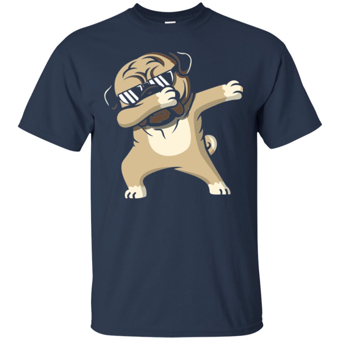 Dog Lover T-shirt Dabbing Pug T-shirt Navy