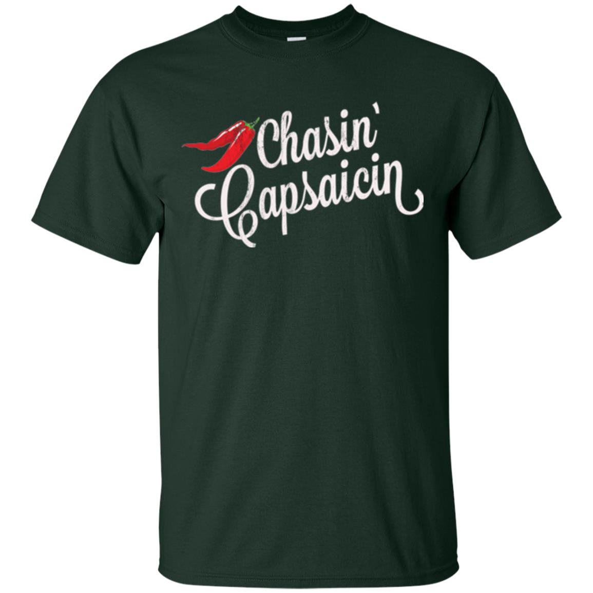 Hot Pepper Lover T-shirt Chasin Capsaicin Spicy Food Forest Green