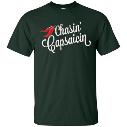 Hot Pepper Lover T-shirt Chasin Capsaicin Spicy Food Forest Green