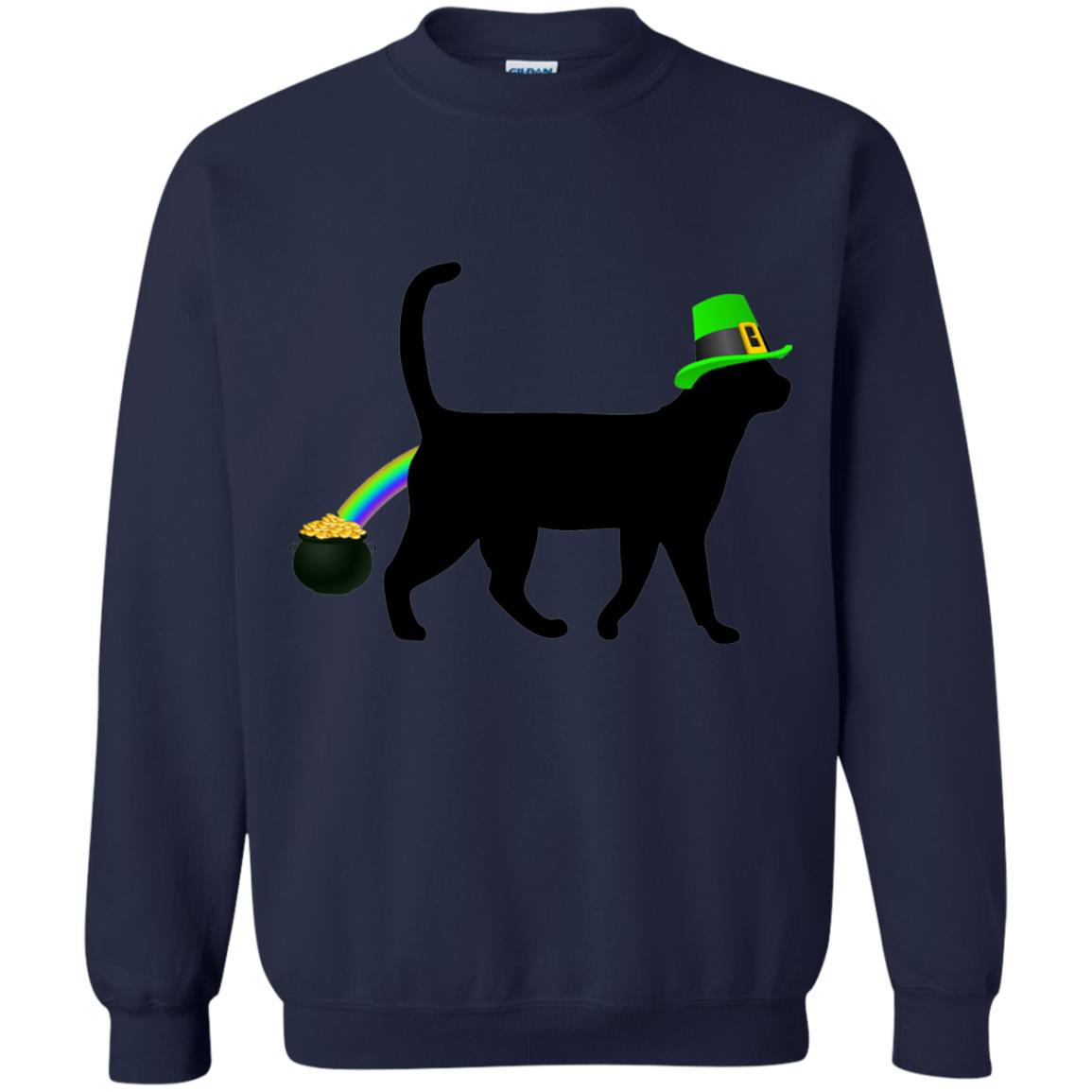 Cat Leprechaun Funny Cat Saint Patrick_s Day T-shirt Navy