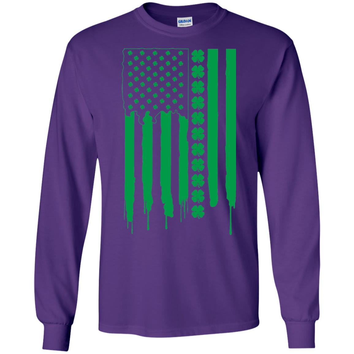 Irish American Flag St Patrick_s Day T-shirt Purple