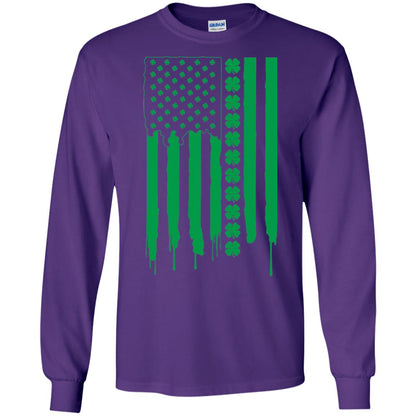 Irish American Flag St Patrick_s Day T-shirt Purple