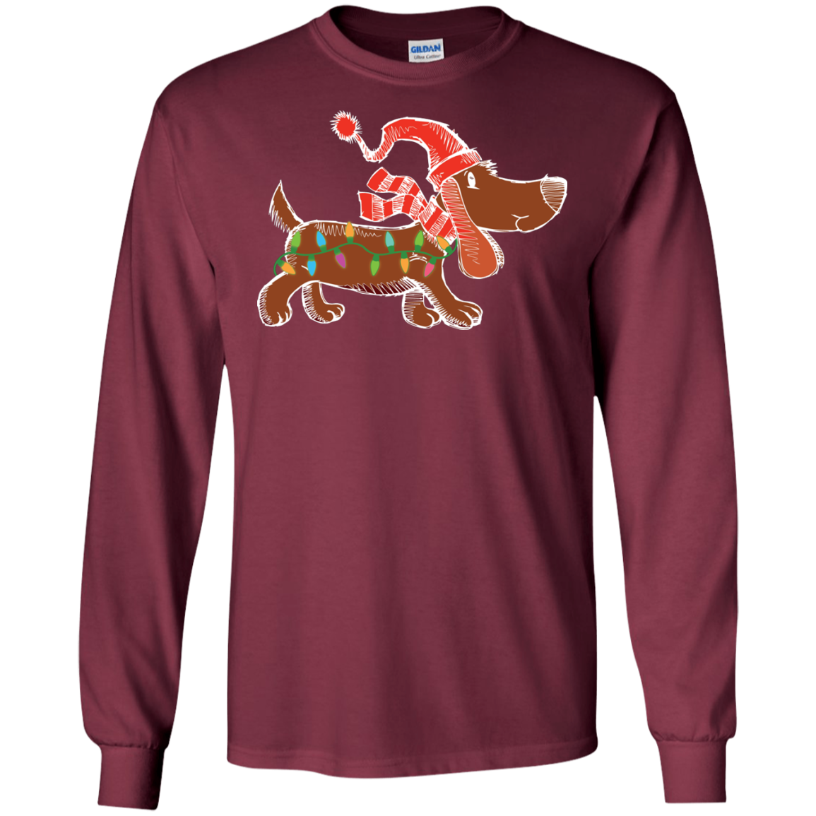 Dog Lover T-Shirt Christmas Lights Labrador Retriever Dog Lover Maroon