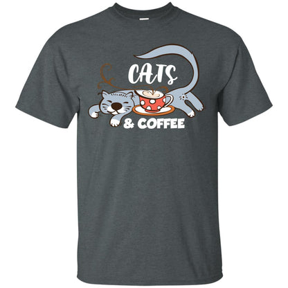 A Good Day Start With Cat And Coffee Cat Lover T-shirt Dark Heather