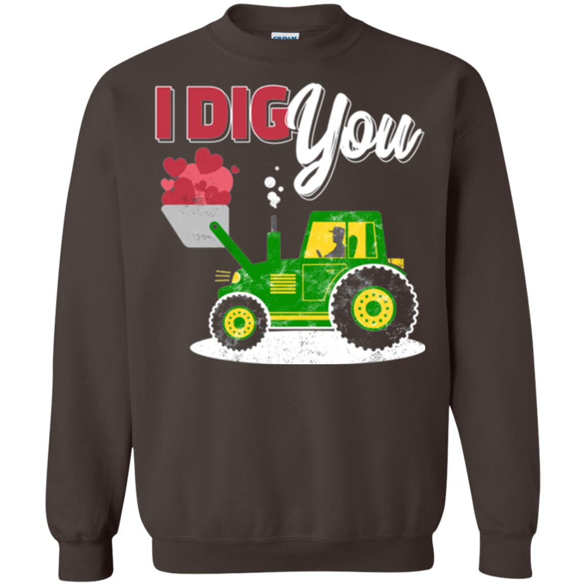 Farmer Valentines Day T-shirt Farm Tractor I Dig You Dark Chocolate