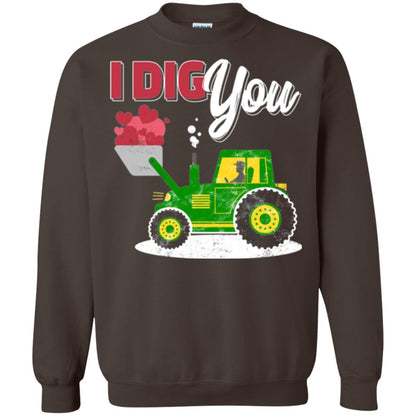 Farmer Valentines Day T-shirt Farm Tractor I Dig You Dark Chocolate
