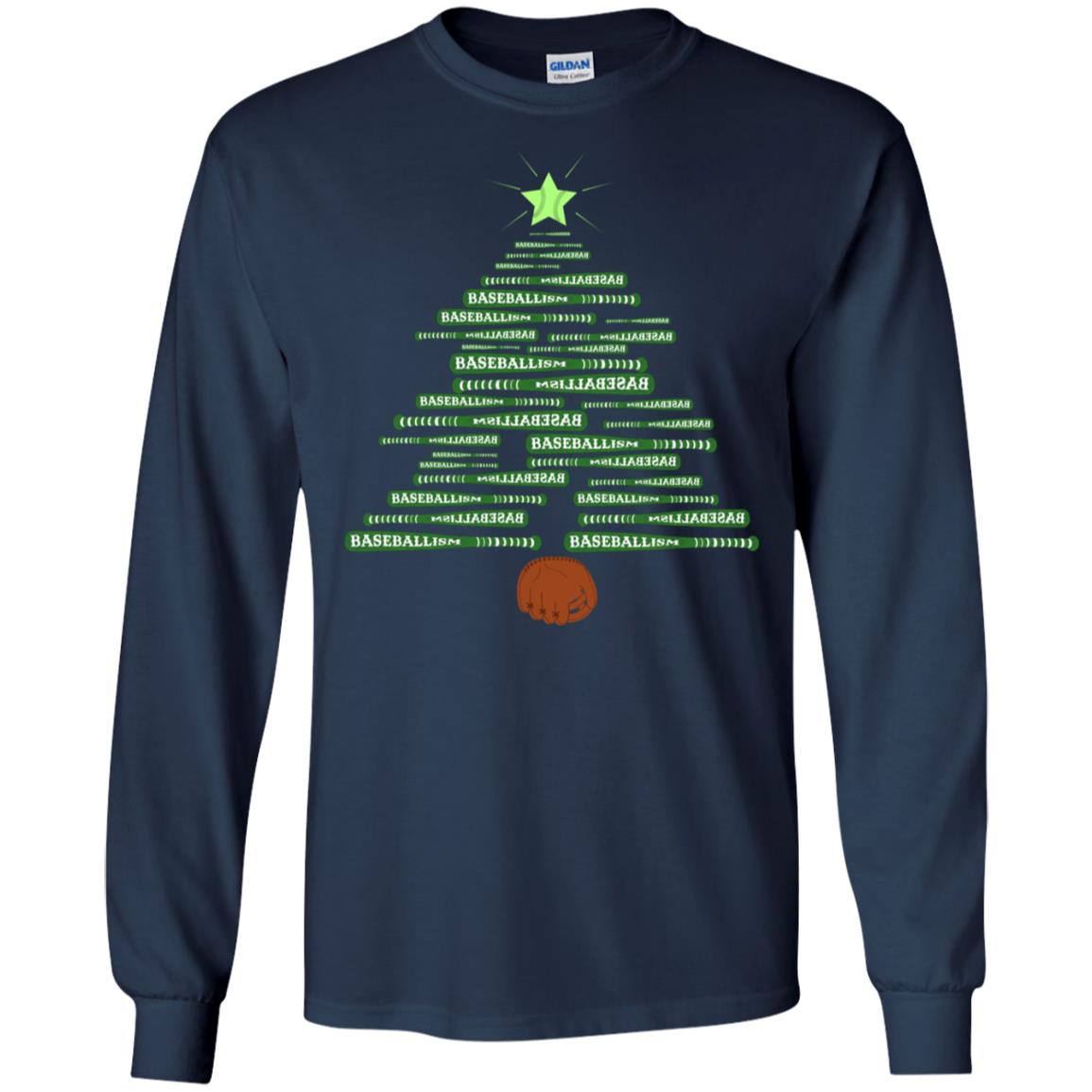 Baseballism Christmas Tree Gift Shirt Navy
