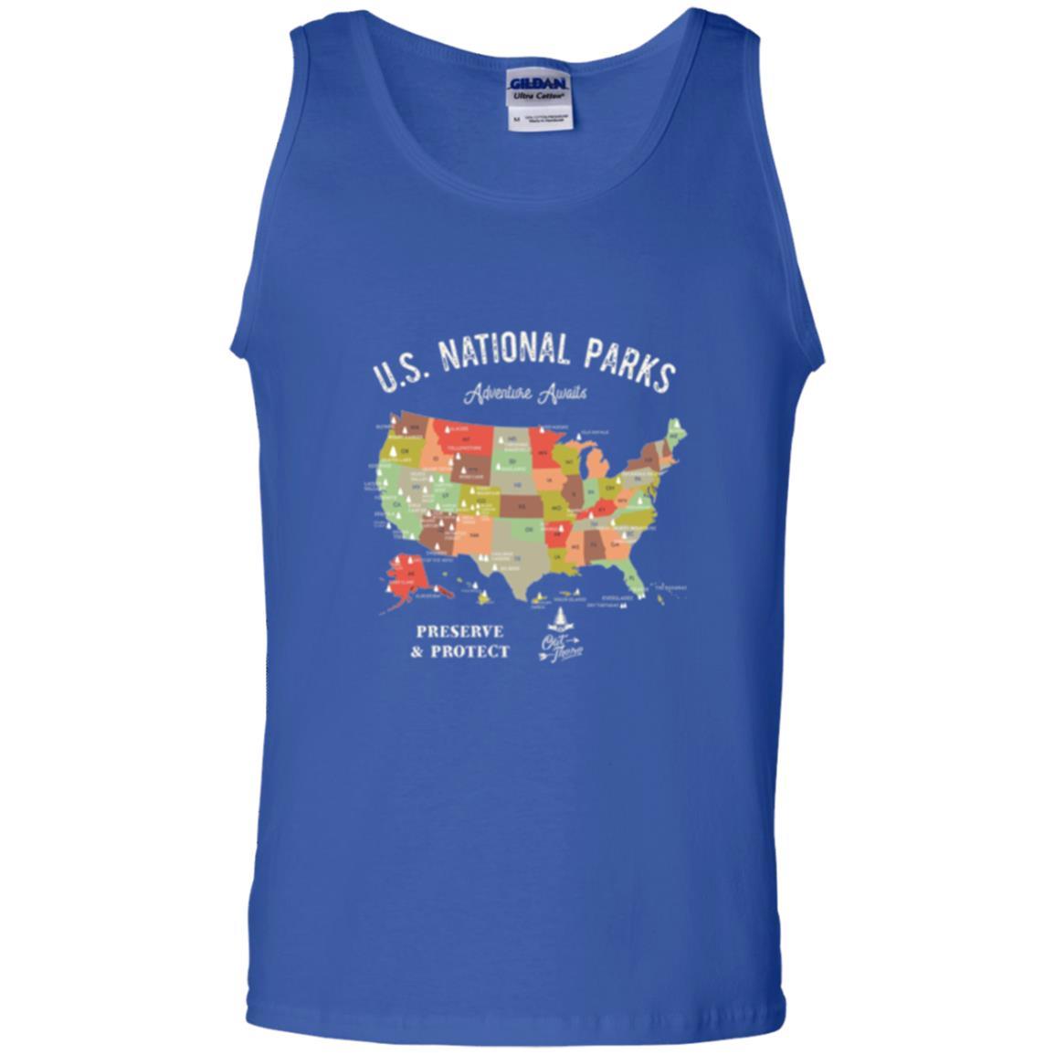 Hiking Camping T-shirt National Park Map Vintage T-shirt Royal
