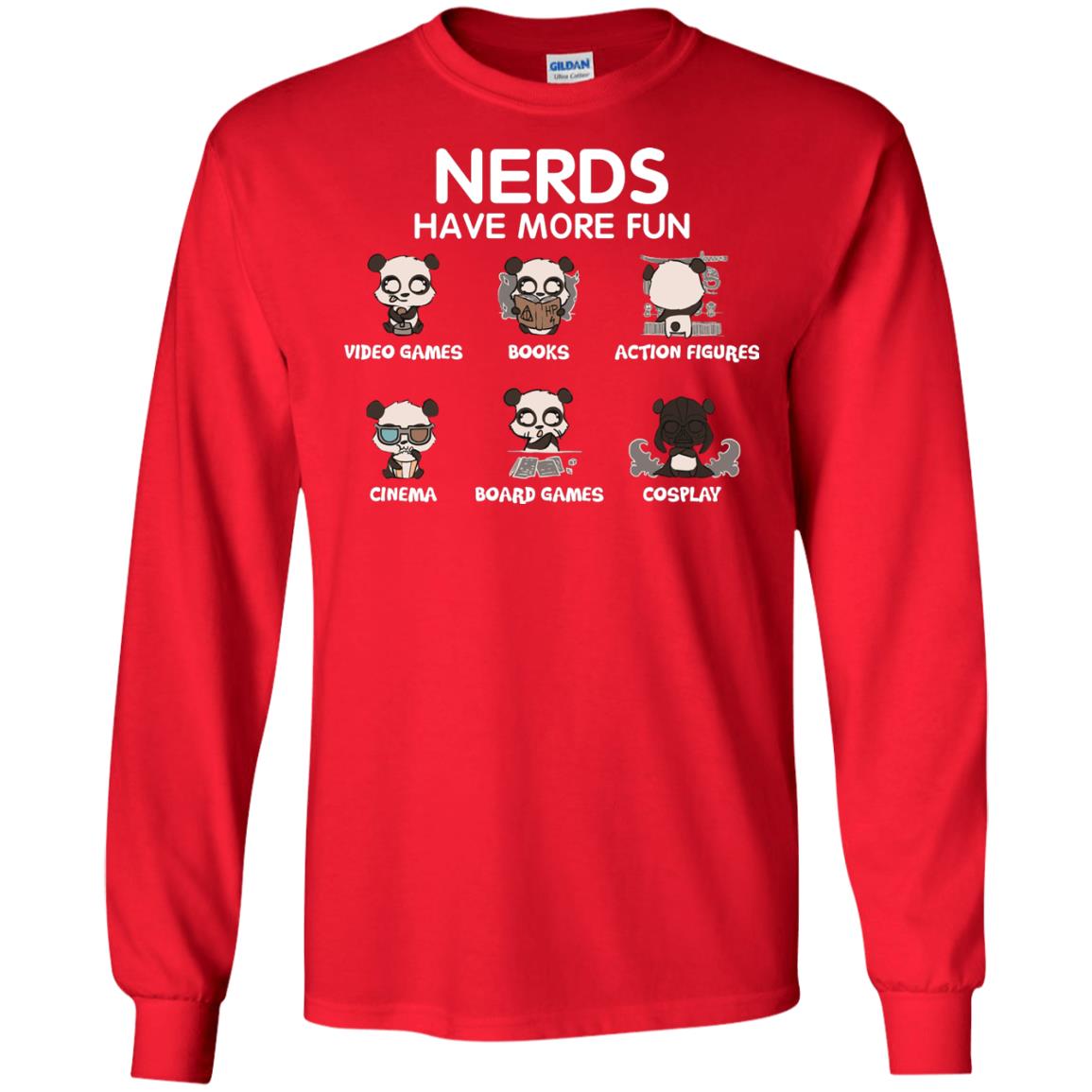 Nerds Have More Fun Video Games Books Action Figures Shirts Red